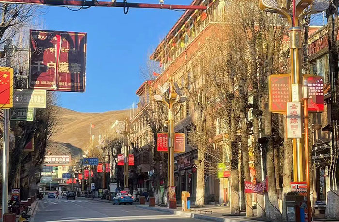 天空之城理塘：LED燈桿屏點亮千戶藏寨新風景